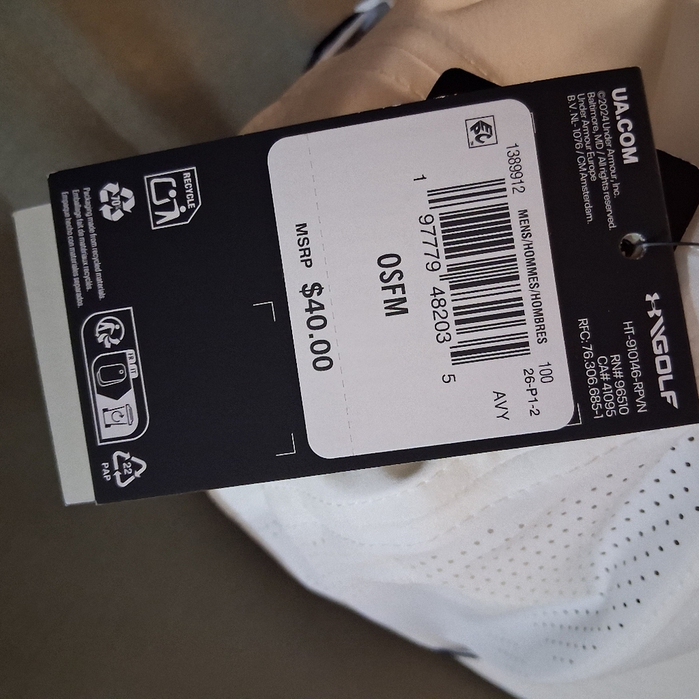 New! Under Armour Men UA Free Fit Cap Hat White Color OSFM - Picture 4 of 5